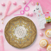 Elegante gouden decoratieve bloemenpapier Bord (Feest)