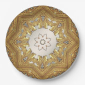 Elegante gouden decoratieve bloemenpapier Bord (Voorkant)