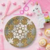 Elegante gouden decoratieve bloemenpapier Bord (Feest)