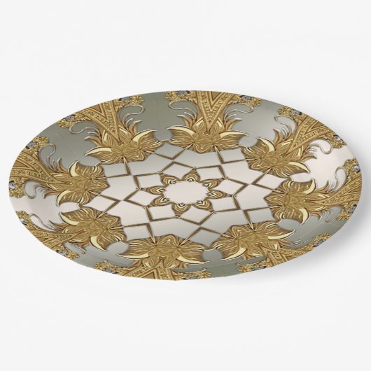 Elegante gouden decoratieve bloemenpapier Bord (Gekanteld)