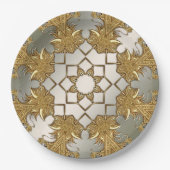 Elegante gouden decoratieve bloemenpapier Bord (Voorkant)