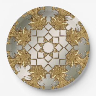 Elegante gouden decoratieve bloemenpapier Bord