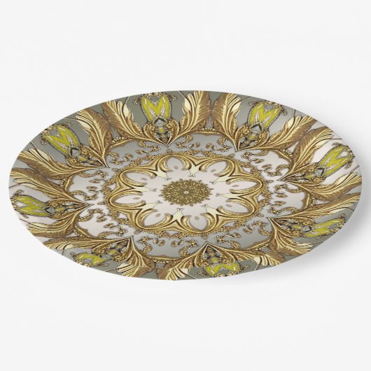 Elegante gouden decoratieve bloemenpapier Bord (Gekanteld)