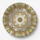 Elegante gouden decoratieve bloemenpapier Bord (Voorkant)