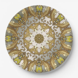 Elegante gouden decoratieve bloemenpapier Bord