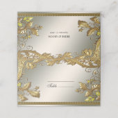 Elegante gouden decoratieve bloemenplaatskaart plaatskaartje (Buitenkant ongevouwen)