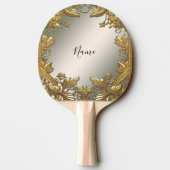 Elegante gouden decoratieve bloemenpong paddle tafeltennisbatje (Achterkant)