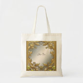 Elegante gouden decoratieve bloemenschoudertassen tote bag (Voorkant)