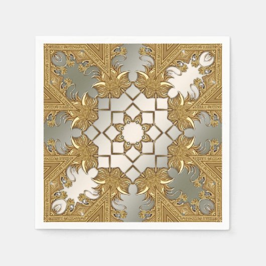 Elegante gouden decoratieve bloemenservetten servet (Voorkant)