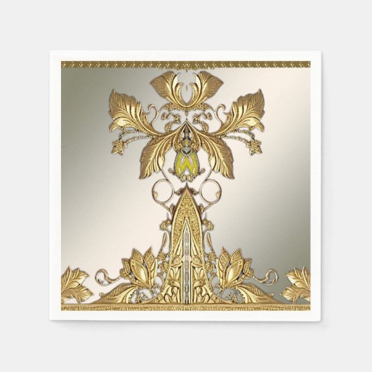 Elegante gouden decoratieve bloemenservetten servet (Voorkant)