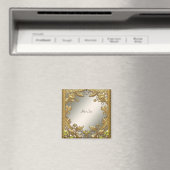 Elegante gouden decoratieve bloemensier magneet (Insitu (Vaatwasser))