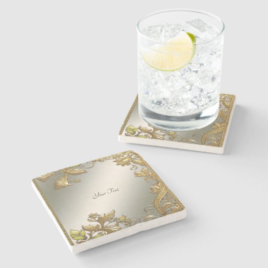 Elegante gouden decoratieve bloemensteen Onderzett Stenen Onderzetter (Zijkant)