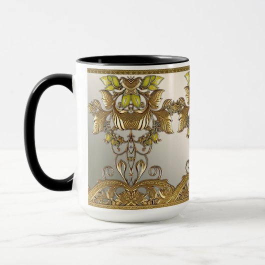 Elegante gouden decoratieve bloemige Mok (Links)