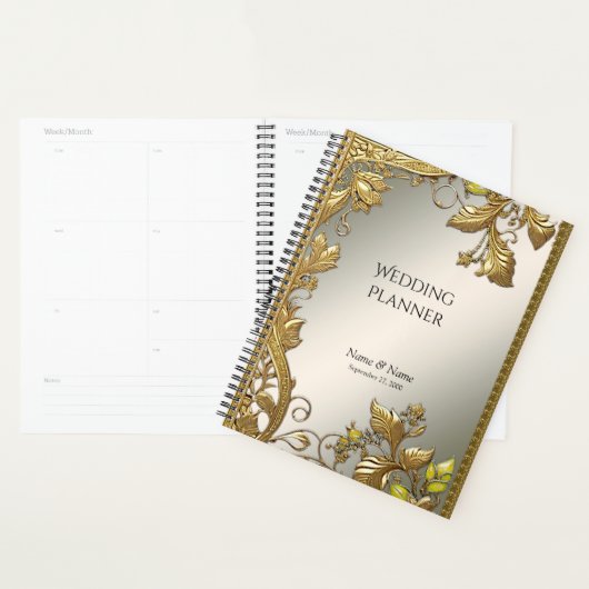 Elegante gouden decoratieve bloemplanner planner (Display)