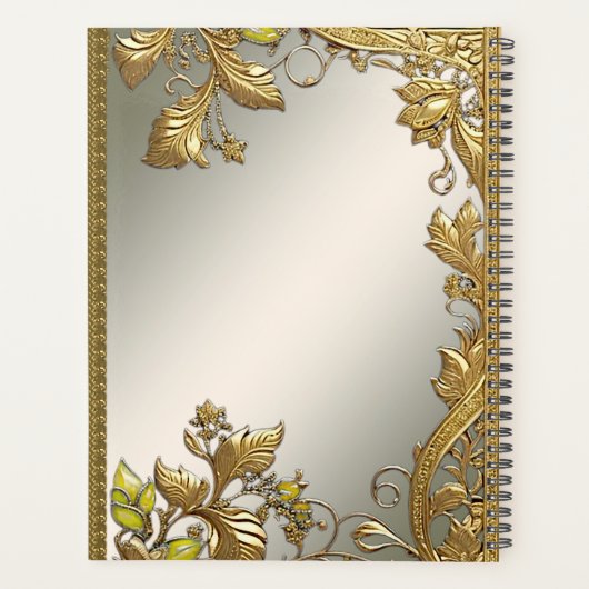 Elegante gouden decoratieve bloemplanner planner (Achterkant)