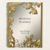 Elegante gouden decoratieve bloemplanner planner (Voorkant)