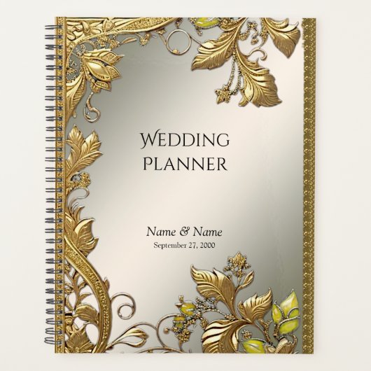 Elegante gouden decoratieve bloemplanner planner (Voorkant)