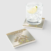 Elegante gouden decoratieve bloemstenen onderzette stenen onderzetter (Zijkant)