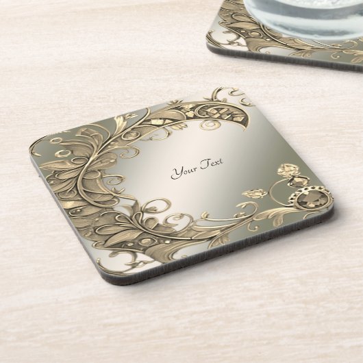 Elegante gouden decoratieve harde plastic onderzet bier onderzetter (Linkerzijde)