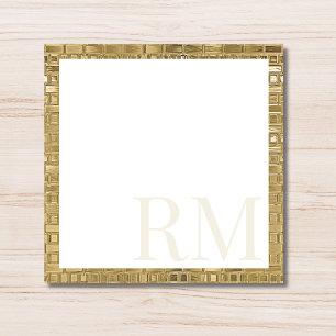 Elegante gouden decoratieve rand initiële monogram notitiekaartje