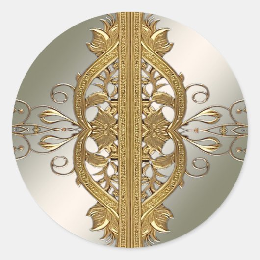 Elegante gouden decoratieve zegel bruiloft Sticker (Voorkant)