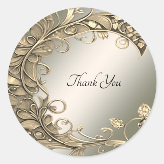 Elegante gouden decoratieve zegel bruiloft Sticker (Voorkant)