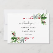 Elegante gouden dennen bessen kerst bruiloft bedankkaart (Voorkant)