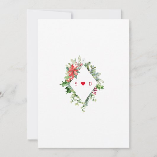 Elegante gouden dennen bessen kerst bruiloft kaart (Achterkant)