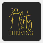 Elegante gouden dertig flirterige bloeiende Sticke Vierkante Sticker (Voorkant)