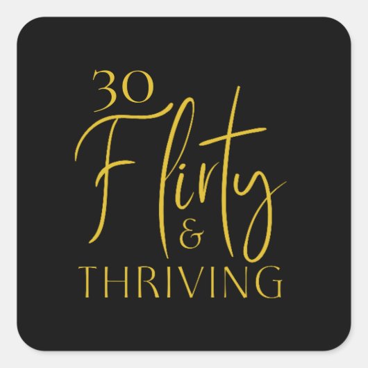 Elegante gouden dertig flirterige bloeiende Sticke Vierkante Sticker (Voorkant)