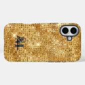 Elegante gouden diamant bezaaid patroon monogram Case-Mate iPhone case (Achterkant (horizontaal))