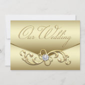 Elegante gouden diamant werveling gouden bruiloft kaart (Voorkant)