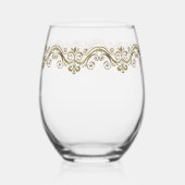 Elegante gouden diamant wijnglas zonder voet (Voorkant)