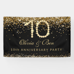Elegante Gouden Diamanten 10-jarig Huwelijksjubile Spandoek