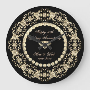 Elegante gouden diamanten 25ste huwelijksverjaarda grote klok