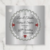 Elegante gouden diamanten 40e bruiloft Jubileum Bedankjes Labels (Voorkant)