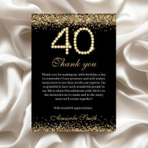 Elegante Gouden Diamanten 40e Verjaardag Dankkaart