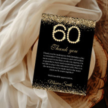 Elegante Gouden Diamanten 60e Verjaardag Dankkaart