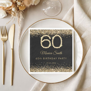 Elegante Gouden Diamanten 60e Verjaardagsfeest Servet