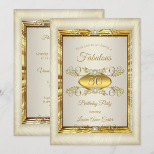 Elegante Gouden Diamanten Beige Crème Verjaardagsf Kaart