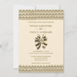 Elegante gouden diamanten champagne bruiloft kaart