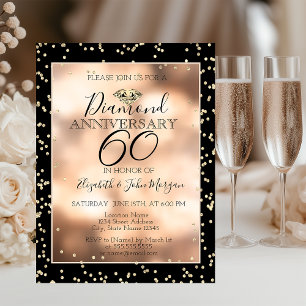 Elegante Gouden Diamanten,Confetti Huwelijk Jubile Kaart