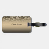 Elegante Gouden Diamanten Glitter Lippen Persoonli Bagagelabel (Achterkant horizontaal)