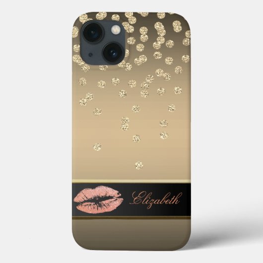 Elegante Gouden Diamanten - Glitterende Lippen Case-Mate iPhone Case (Achterkant)