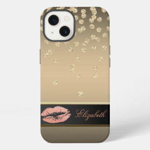 Elegante Gouden Diamanten - Glitterende Lippen iPhone 13 Hoesje