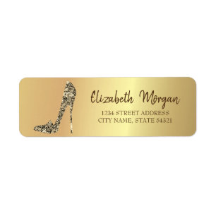 Elegante gouden diamanten hoge hakken etiket
