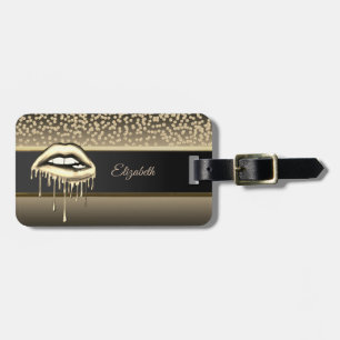 Elegante Gouden Diamanten, Metallic Druppelende Li Bagagelabel