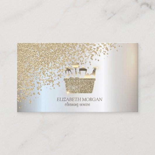 Elegante gouden diamanten schoonmaakmiddelen visitekaartje (Voorkant)