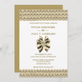 Elegante gouden diamanten witte bruiloft kaart (Voorkant / Achterkant)