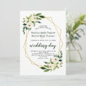 Elegante gouden diamanten witte groene bloemige br kaart (Staand voorkant)